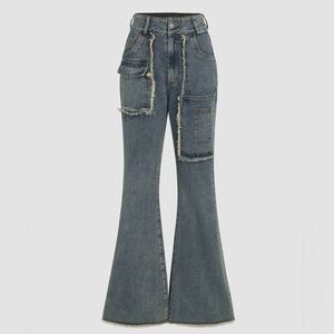 FRINGE FLARED JEANS - CIDER